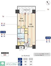 ニューガイア川崎No.70 1LDKの間取図画像