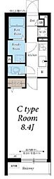 リブリ・花月園 1Kの間取図画像