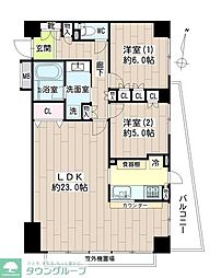 ネオマイム鶴見デュークレア壱番館 2LDKの間取図画像