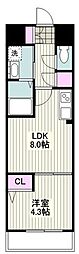 オークプレイス 1LDKの間取図画像