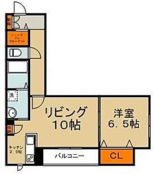 アシュテシュール 1LDKの間取図画像