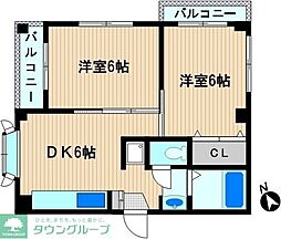 コーポ吉田 2DKの間取図画像