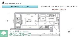ティモーネグランデ新川崎 1Kの間取図画像