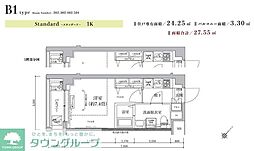 ティモーネグランデ新川崎 1Kの間取図画像