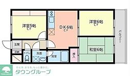 鶴見ガーデンハイムB棟 3DKの間取図画像