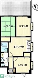 エクセランド旭町 3DKの間取図画像