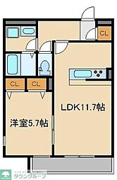 フィオーレ旭町 1LDKの間取図画像