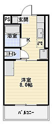 メルベーユ 1DKの間取図画像