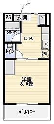 メゾンショコラ 1DKの間取図画像