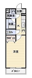 サルビス2 1Kの間取図画像