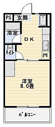 メゾンショコラ 1DKの間取図画像