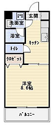 アレス21 1Kの間取図画像