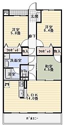 シャトー草薙 3LDKの間取図画像