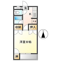コーポ市川 1Kの間取図画像