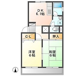 T'sタウンA 2DKの間取図画像