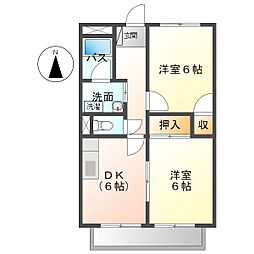 SurPLusTwo芝間 2DKの間取図画像