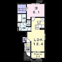 ステイゴールドA 1LDKの間取図画像