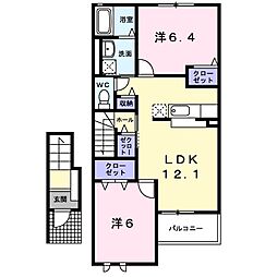 リバーサイド平塚A 2LDKの間取図画像