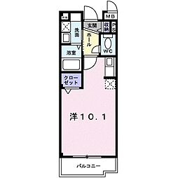 アンジュ ワンルームの間取図画像