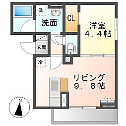 ヴィエント 1LDKの間取図画像
