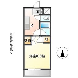 南町ニュータウンD 1Kの間取図画像
