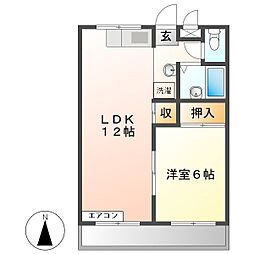 ツインパレスコイズミF 1LDKの間取図画像