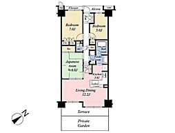 シャリエ川口本町グリーンマークス 3LDKの間取図画像