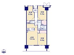 パークスクエア浦和埼大通り 3LDKの間取図画像