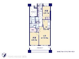 パークスクエア川口 2LDKの間取図画像