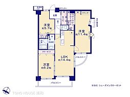 メイツ武蔵浦和 3LDKの間取図画像
