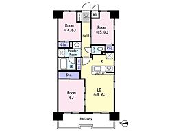 チサンマンション浦和県庁前 3DKの間取図画像