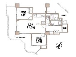 スカイフロントタワー川口 2LDKの間取図画像