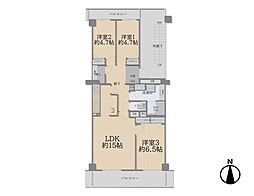 ヴィルヌーブ南越谷B棟 3LDKの間取図画像