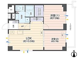 川口栄町グレースマンション 2LDKの間取図画像