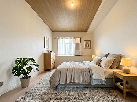 【寝室】寝室は大きいベッドを置くことも可能です。※生成AIによるイメージです。家具・小物は販売価格に含まれません。