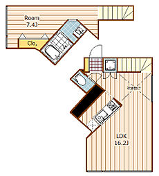 WEST APARTMENT 1階1LDKの間取り