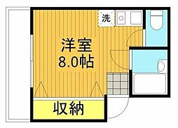 JR中央線 武蔵小金井駅 徒歩11分の賃貸マンション 2階ワンルームの間取り