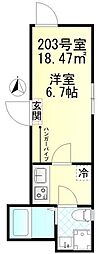 パサージュ武蔵小金井 1Kの間取図画像