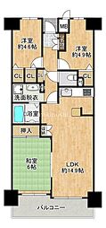 クローバーハイツ南花台 3LDKの間取図画像