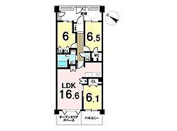 グランシティレイディアントアクアヴィータ 3LDKの間取図画像