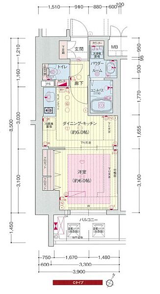 兵庫県神戸市中央区浜辺通６丁目(賃貸マンション1DK・11階・33.24㎡)の写真 その2