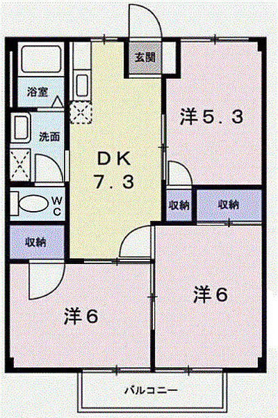 ドミール三喜 203｜兵庫県姫路市玉手2丁目(賃貸アパート3DK・2階・52.17㎡)の写真 その2