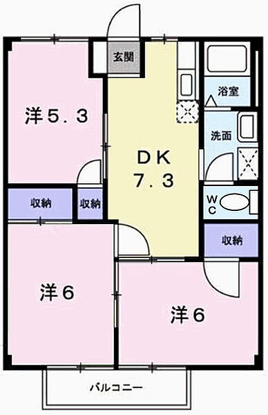 ドミール三喜 102｜兵庫県姫路市玉手2丁目(賃貸アパート3DK・1階・52.17㎡)の写真 その2