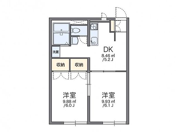 レオパレスリブェール 203｜兵庫県たつの市龍野町富永(賃貸アパート2DK・2階・40.75㎡)の写真 その2