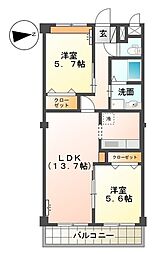 パールハイツK 2LDKの間取図画像