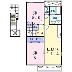 コモドポスト 2LDKの間取図画像