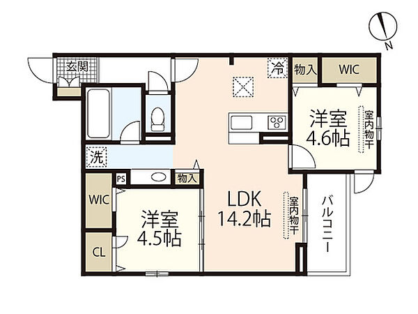 campanella庚午中 ｜広島県広島市西区庚午中3丁目(賃貸アパート2LDK・2階・56.62㎡)の写真 その2