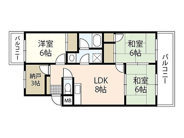 グリーン栄松園 ｜広島県広島市西区庚午中2丁目(賃貸マンション3SLDK・3階・66.30㎡)の写真 その2