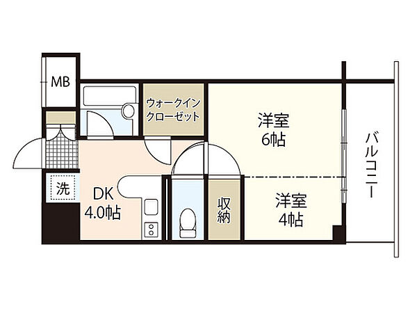 広島県広島市中区中島町(賃貸マンション2K・13階・35.02㎡)の写真 その2