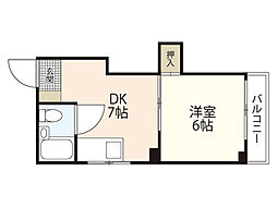 林コーポ 1DKの間取図画像